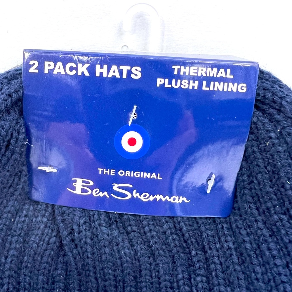 BEN SHERMAN, 2 PACK BEANIE SET, THERMAL PLUSH LINING UNISEX, ONE SIZE,GREY, NAVY - Picture 10 of 15